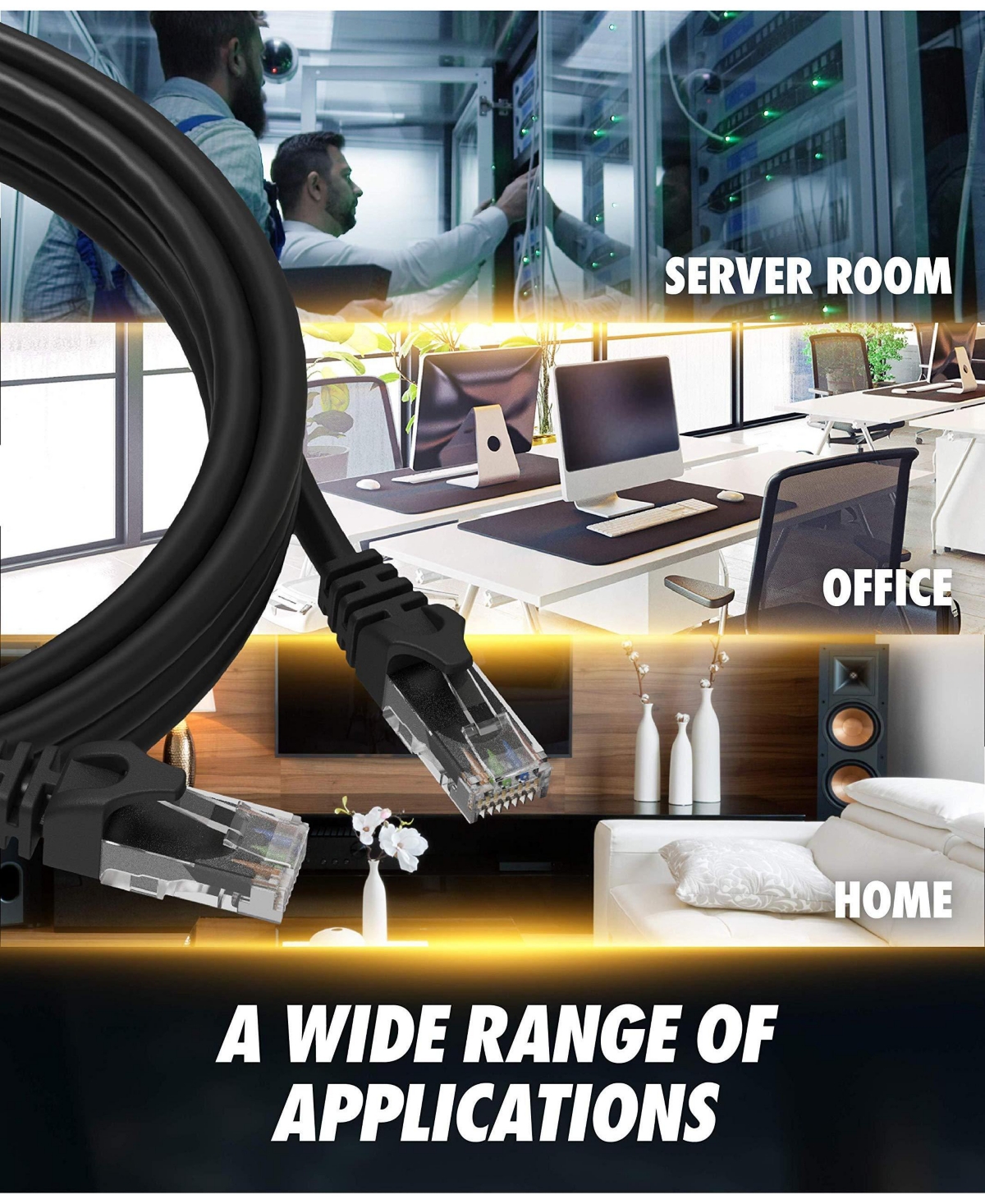 Ultra Clarity Cables Ethernet Cable Cat 6 High Speed Lan Internet for Computer Router Modem Gaming