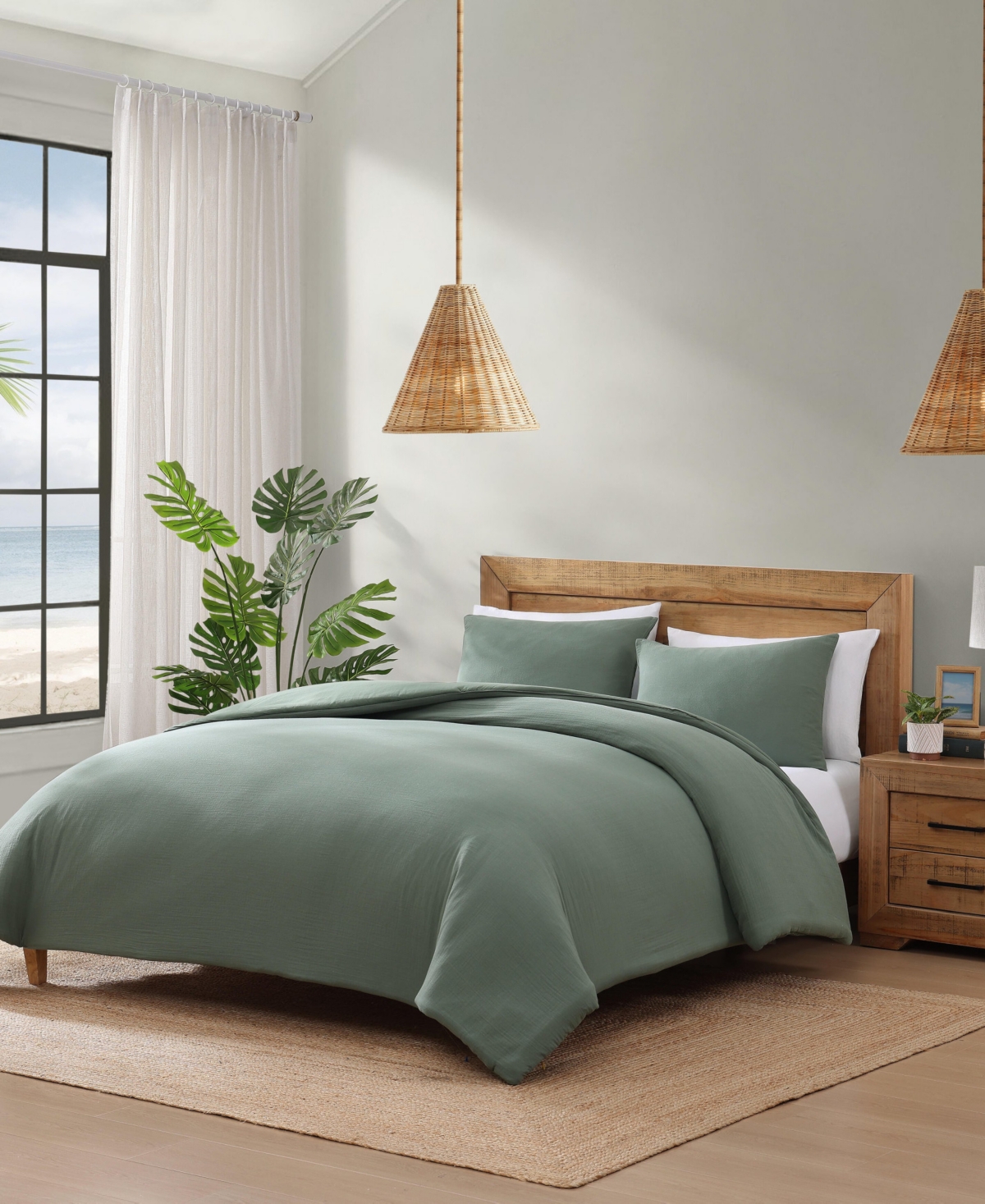Tommy Bahama Paradisio Gauze Yarn Dyed 3-pc. Comforter Set, King In Green