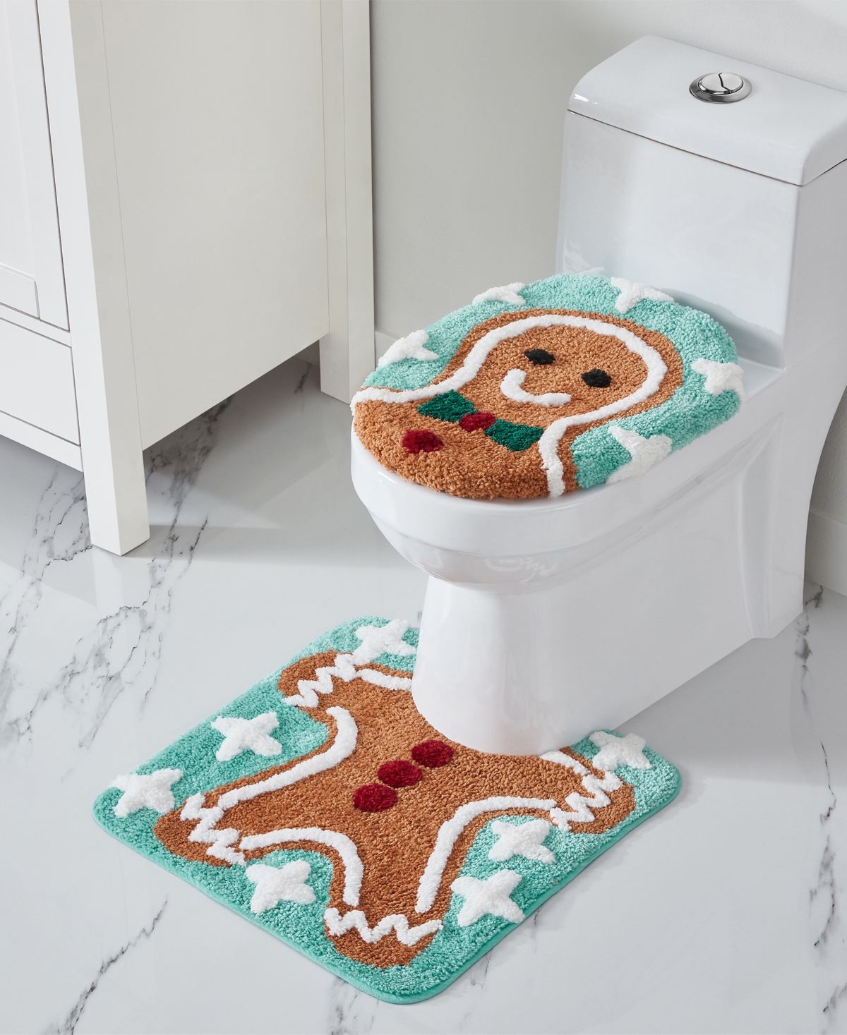 Vcny Home Gingerbread Man Holiday Bath Rug Set, 2 Count In Multi