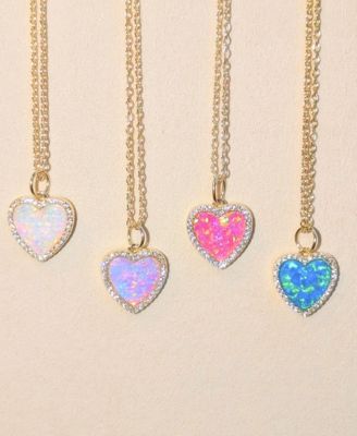 Heart Necklace with Lab-Grown Opal in 14k Gold Plated Sterling Silver