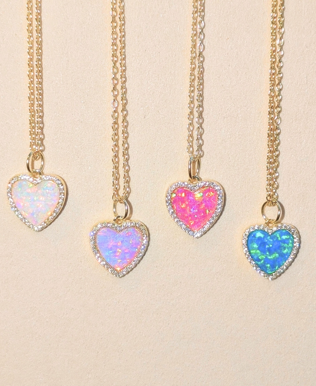 Kamaria Heart Necklace With Lab-grown Opal In 14k Gold Plated Sterling Silver In Gold