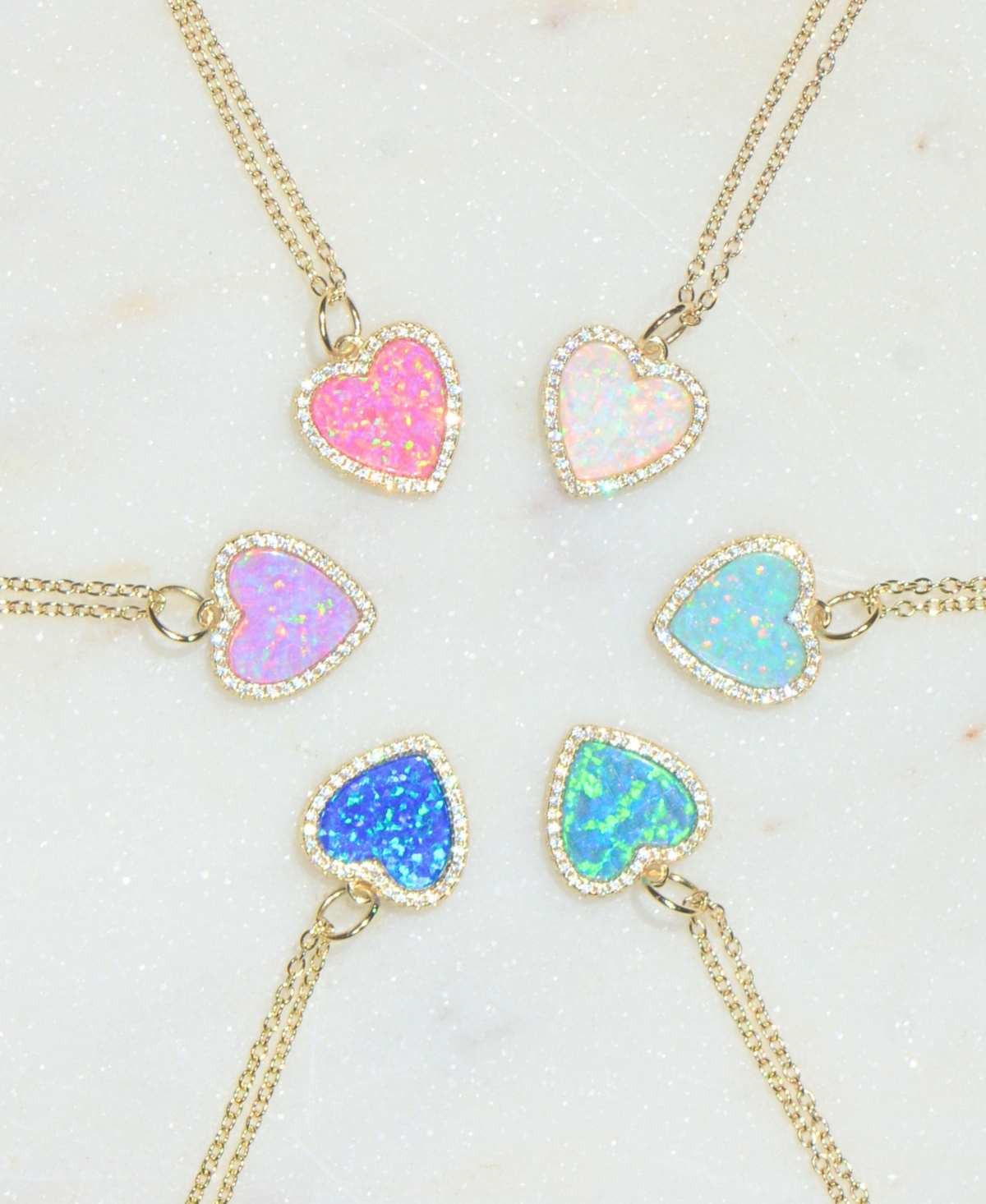 Kamaria Heart Necklace with Lab-Grown Opal 14k Gold Plated Sterling Silver