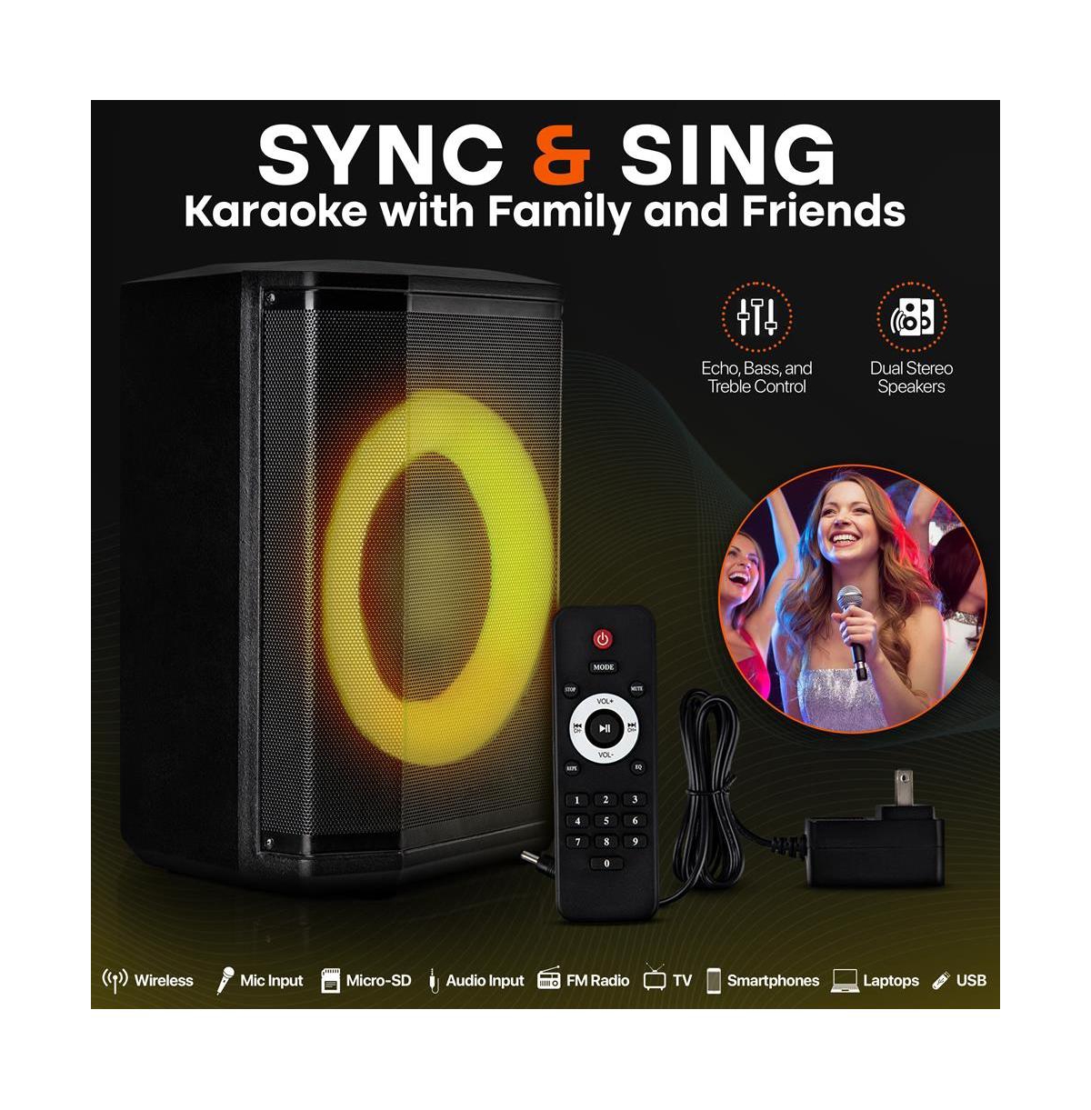 Pyle 8 True Wireless Portable Bluetooth Speaker with Tripod Stand (PPHP868ST)