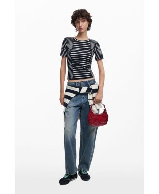 Women's Small shiny floral applique bag