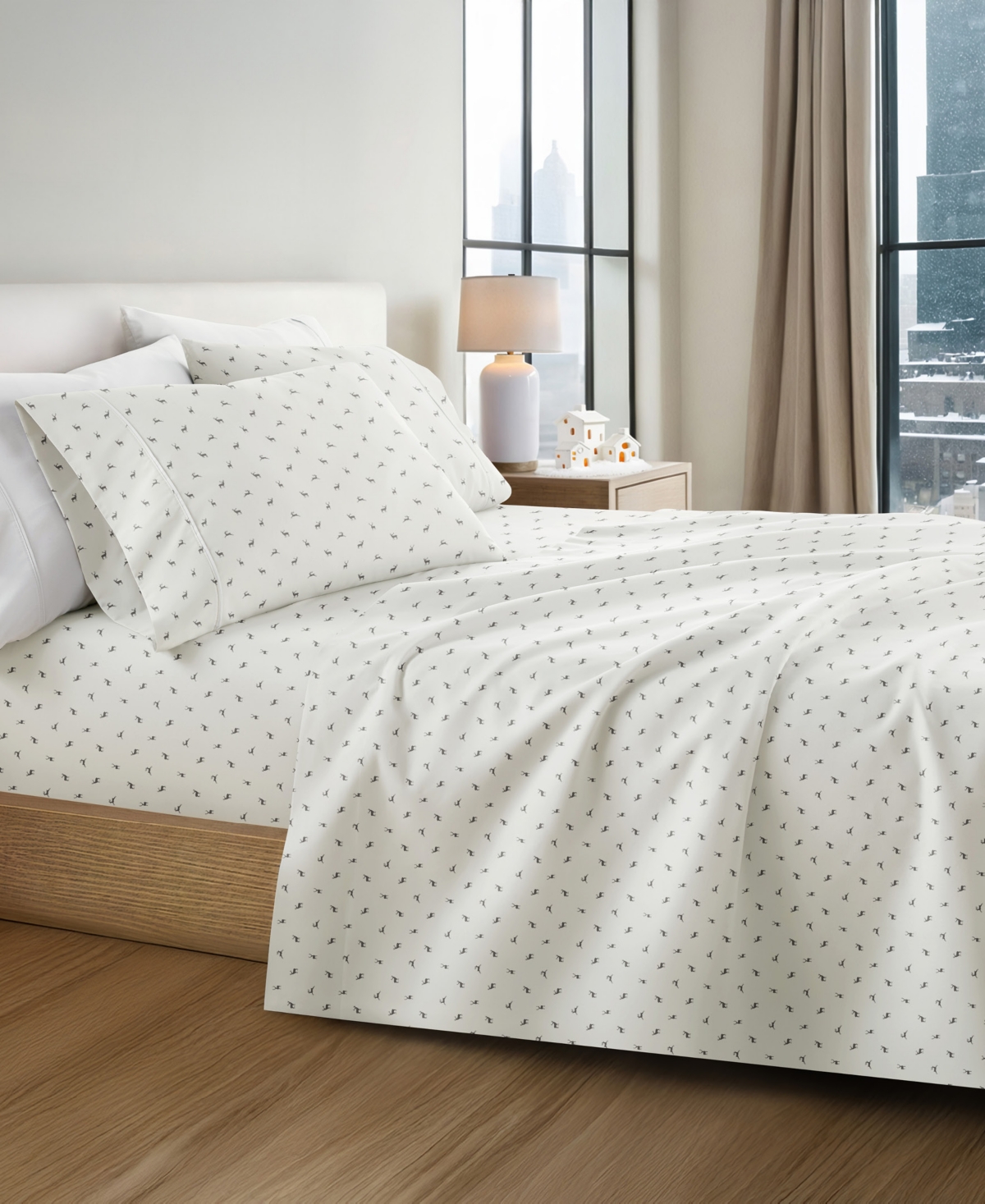 Ienjoy Home Holiday Pattern 4-pc. Sheet Set, California King In White