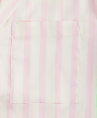 Women's Long-Sleeve Lace Trim Boxy Satin Notch Set