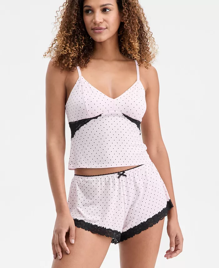 Women's Knit Lace-Trim Short Pajama Set - thumbnail 8
