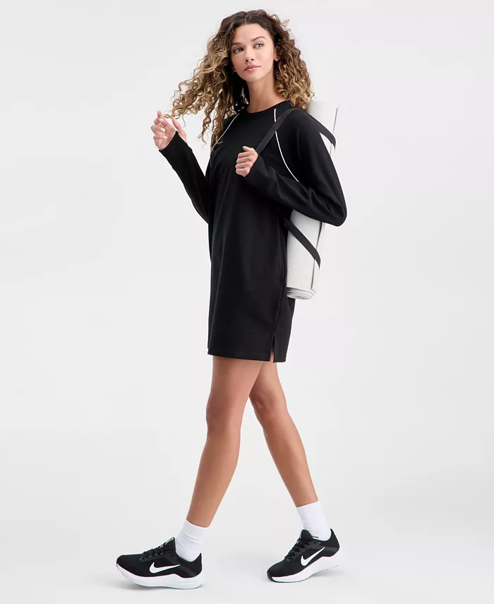 Women's Piped Sweatshirt Dress - thumbnail 9