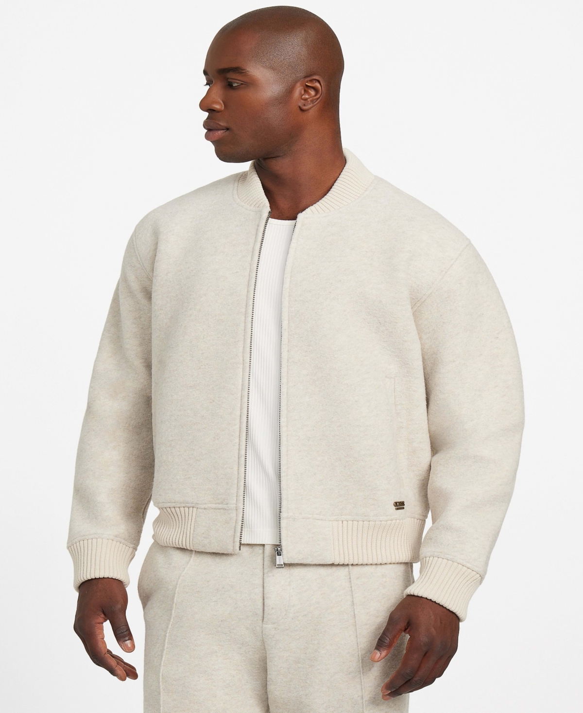 Guess Men's Scuba Melange Long Sleeve Bomber Jacket