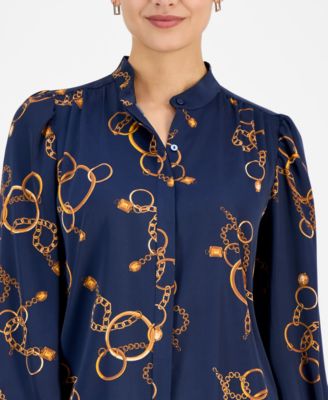 Women's Printed Button-Front Blouse