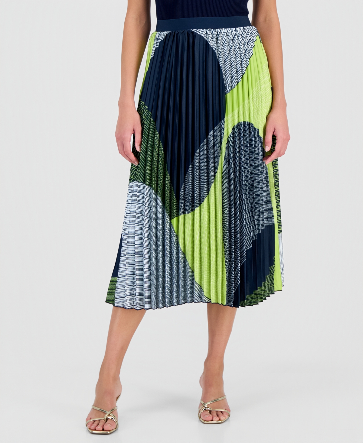 T Tahari Women's Pull-On Pleated Midi Skirt