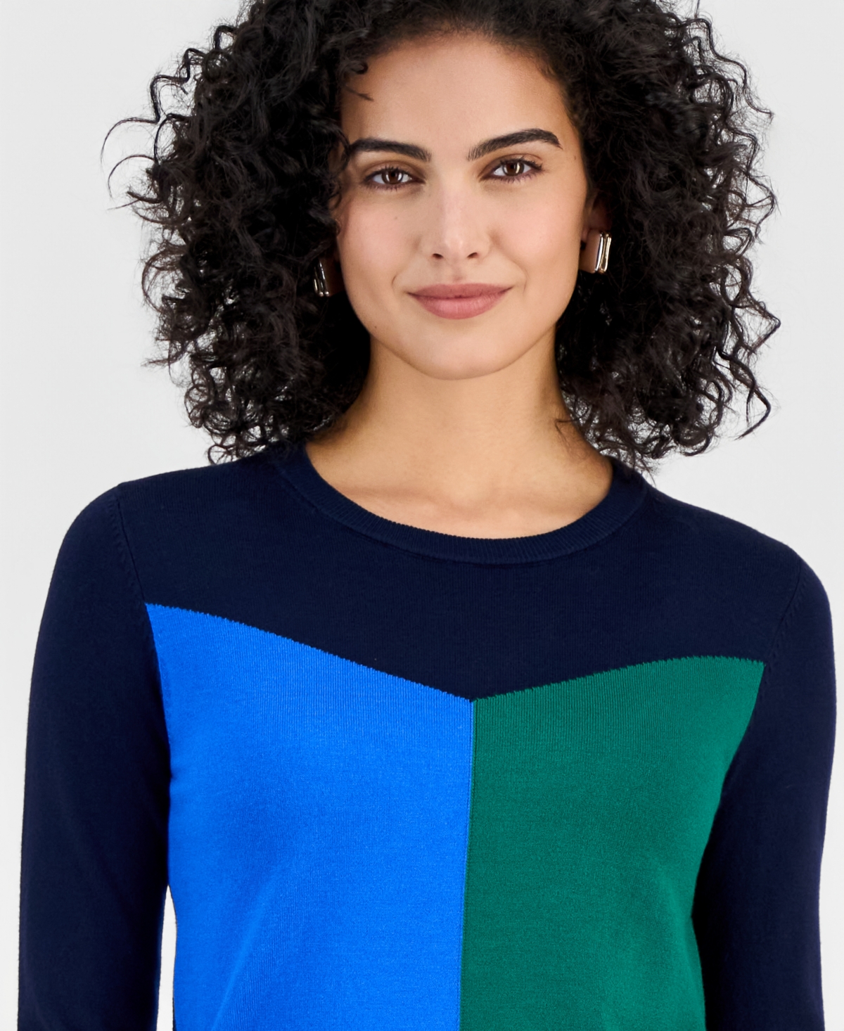 T Tahari Women's Colorblocked Crewneck Sweater