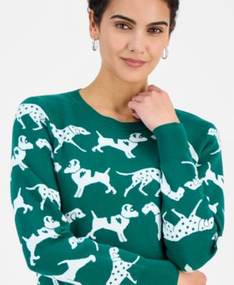 Women's Dog Jacquard Crewneck Sweater