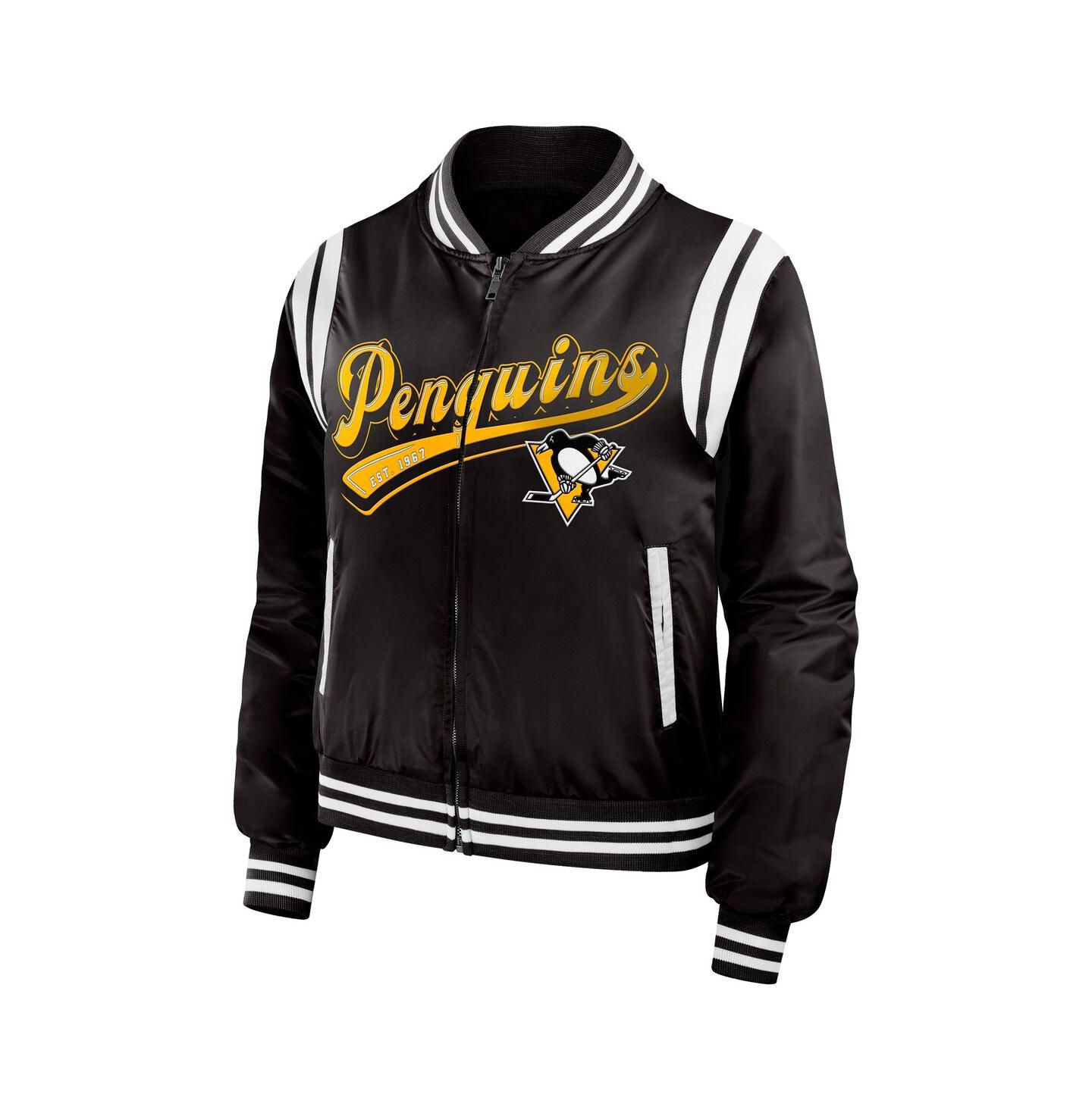 Женская куртка WEAR by Erin Andrews Black Pittsburgh Penguins Baller Full-Zip Bomber — фото 2
