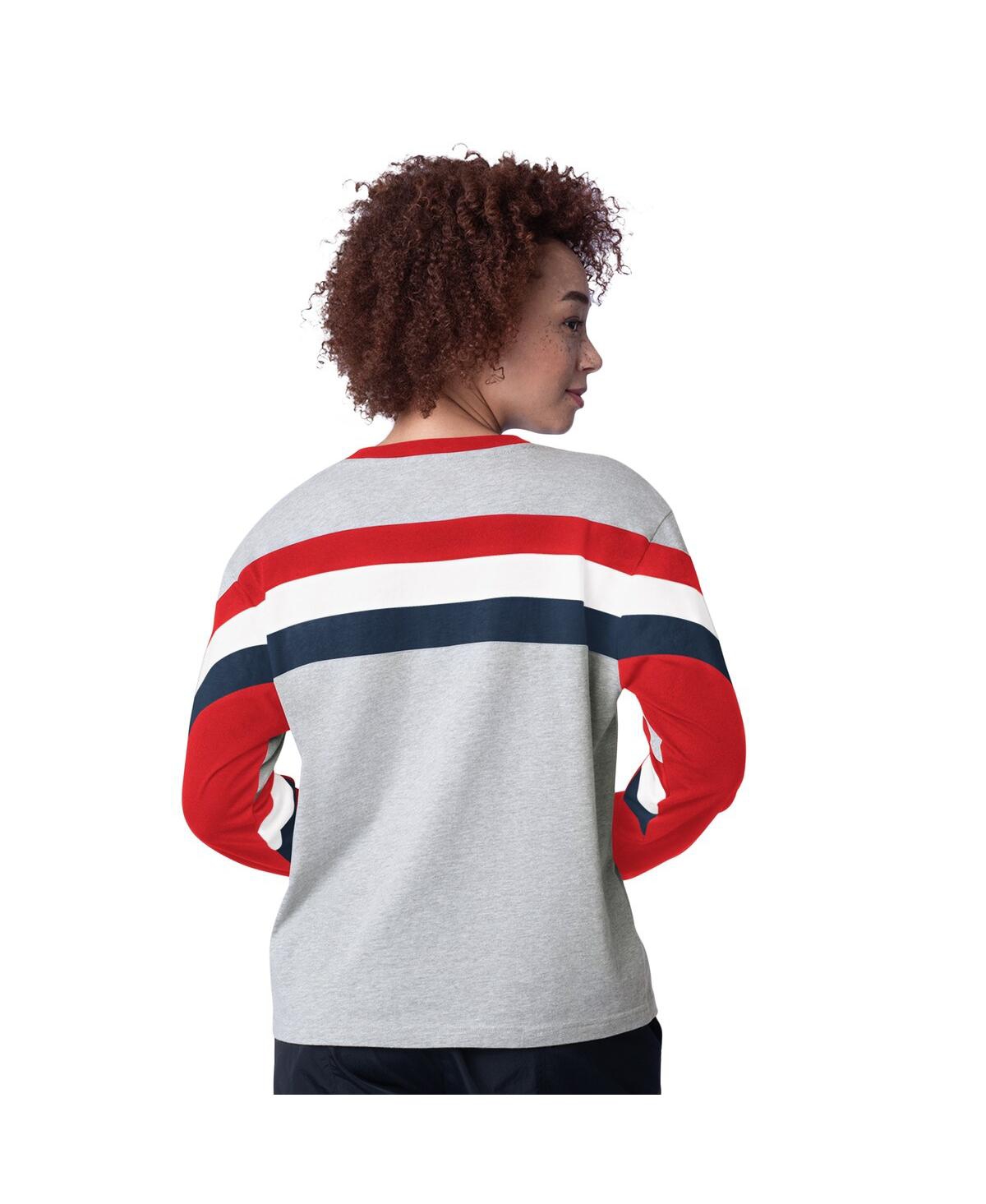 Starter Women's Heather Gray St. Louis Cardinals Triple A Fashion Color Block Long Sleeve Top In Multi