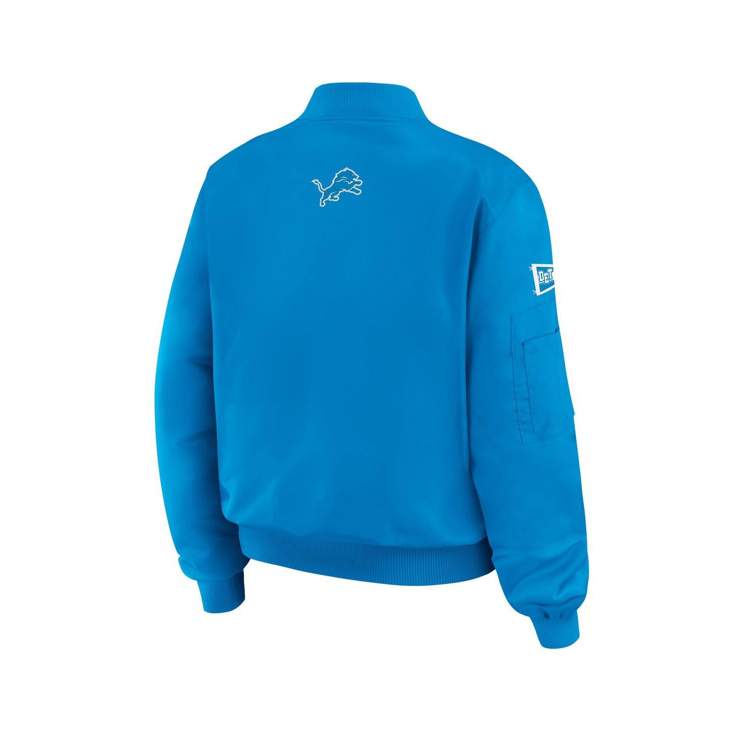 Women's Blue Detroit Lions Patch Full-Zip Bomber Jacket