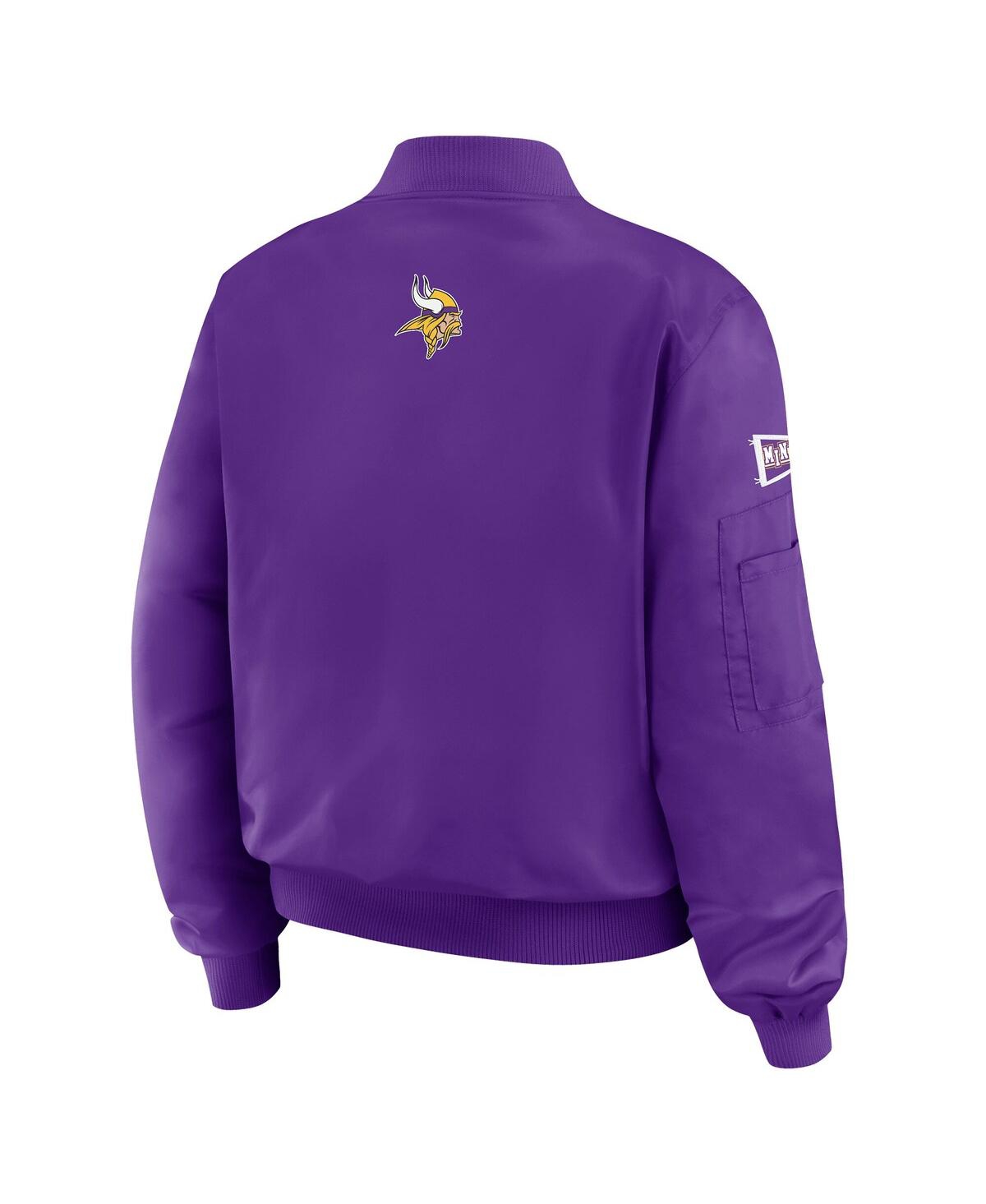 Wear By Erin Andrews Women's Purple Minnesota Vikings Patch Full-zip Bomber Jacket In Purple