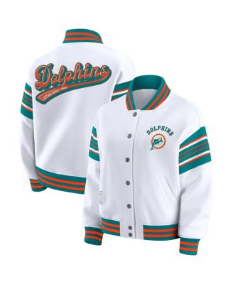 WEAR by Erin Andrews - Women's White Miami Dolphins Full-Snap Fleece Sweatshirt Jacket