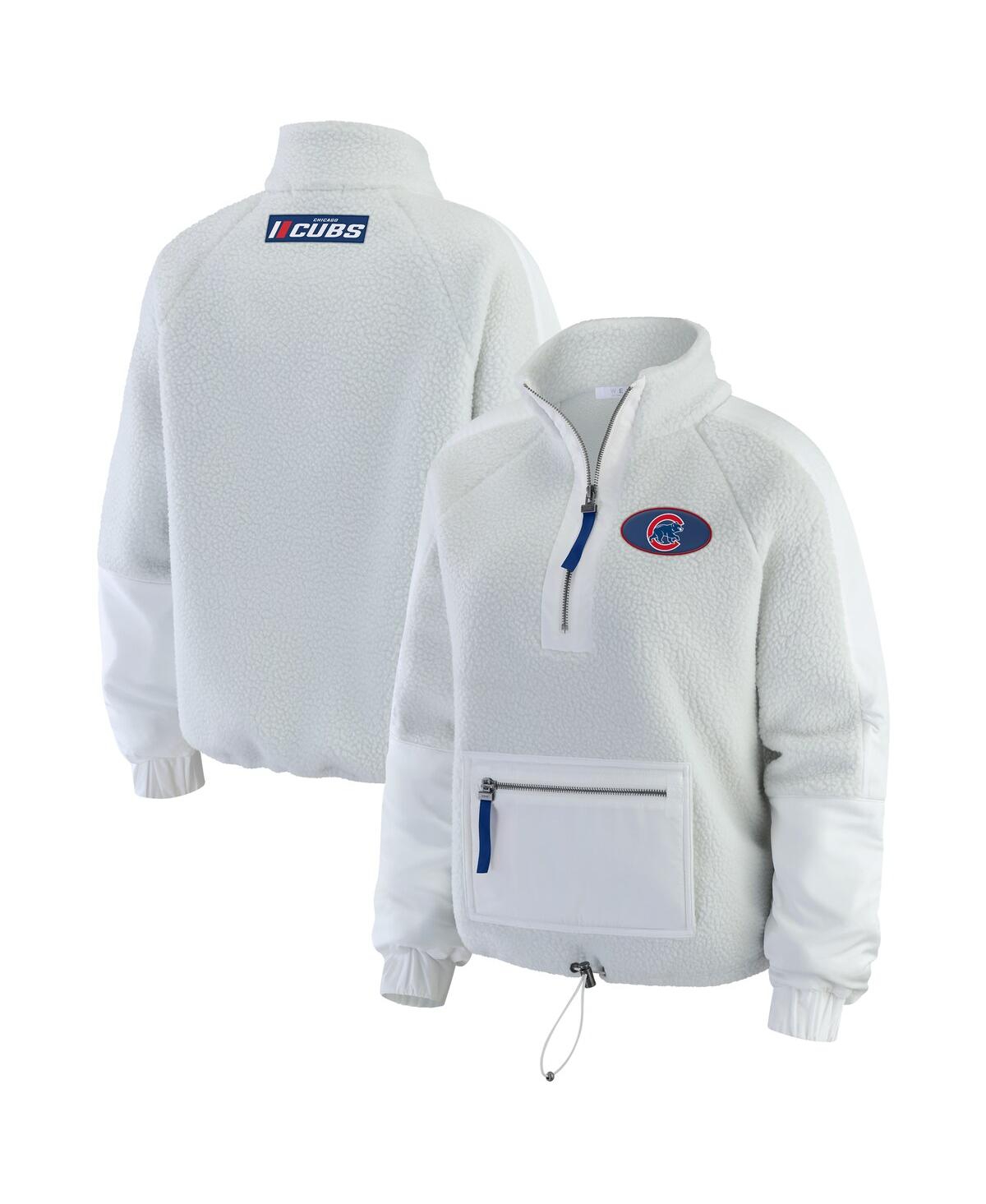 Wear By Erin Andrews Women's Gray Chicago Cubs Polar Fleece Quarter-zip Jacket In Multi
