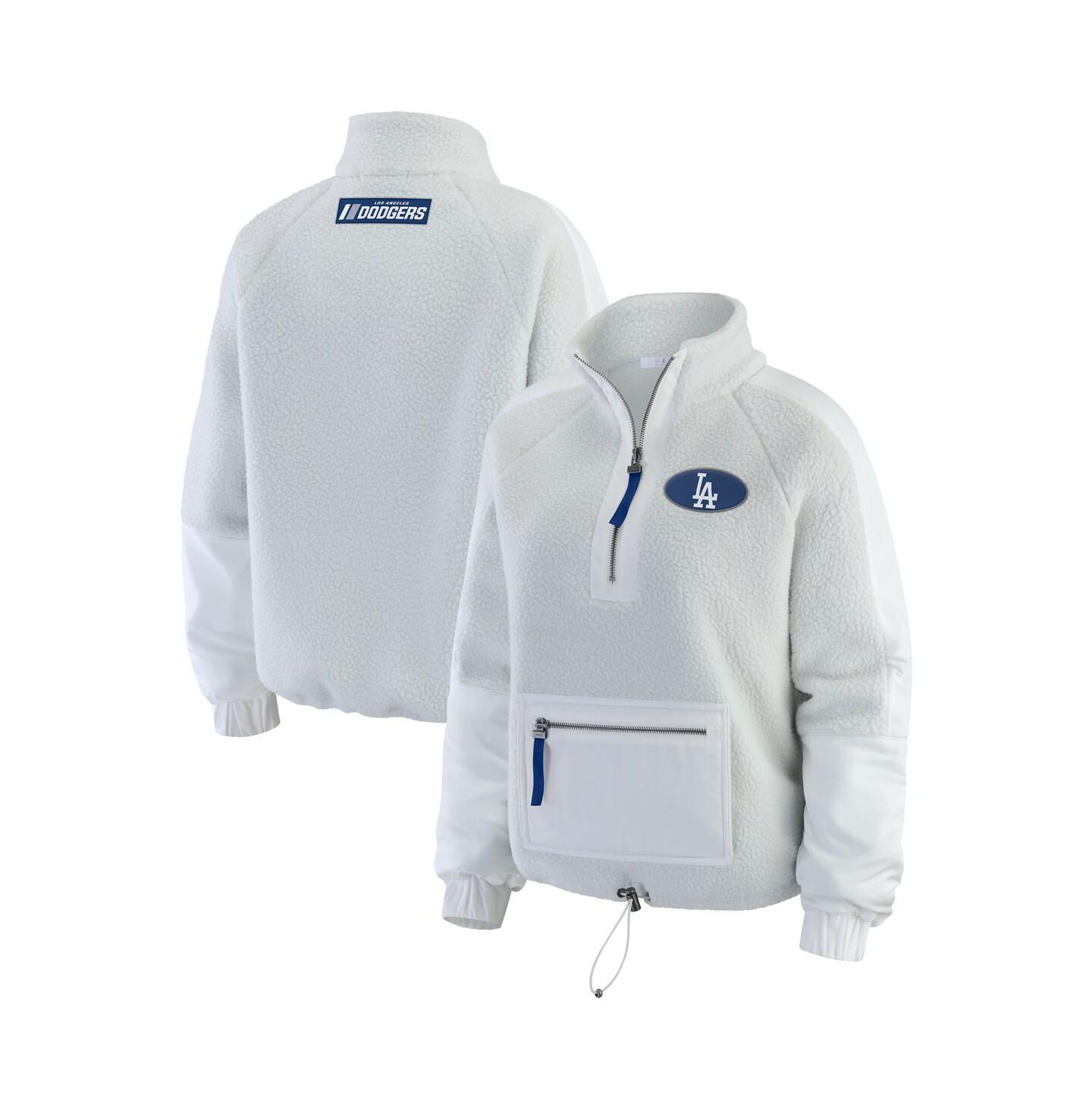 Женская куртка WEAR by Erin Andrews Gray Los Angeles Dodgers Polar Fleece Quarter-Zip — фото 1
