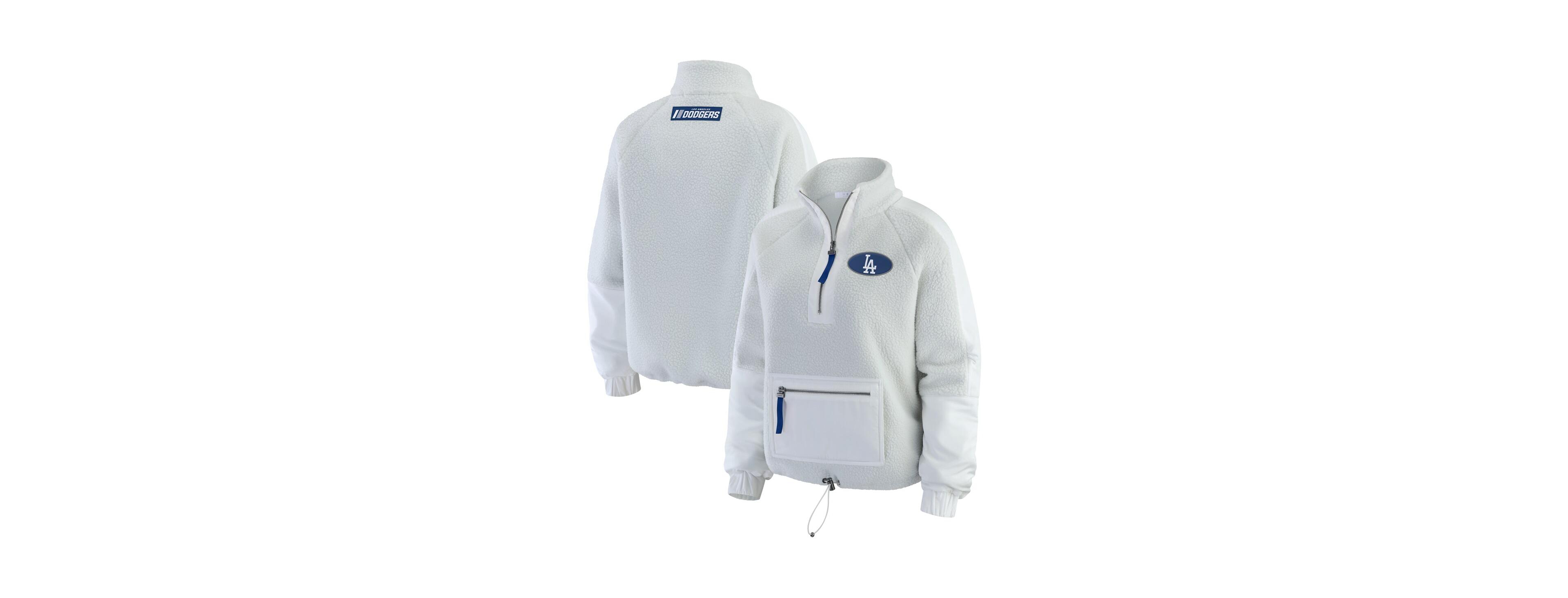 Wear by Erin Andrews Women's Gray Los Angeles Dodgers Polar Fleece Quarter-Zip Jacket