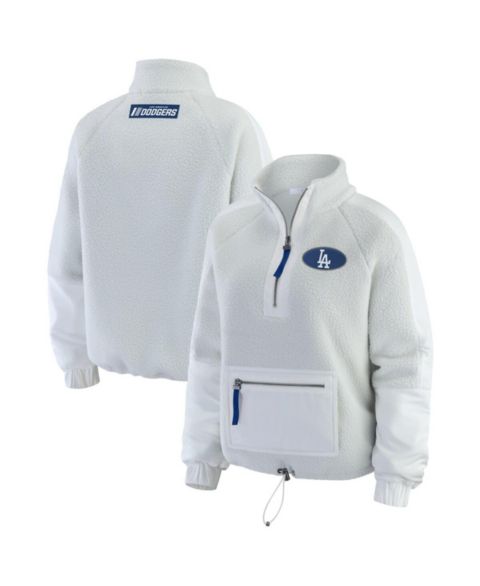 Женские куртки WEAR by Erin Andrews Women's Gray Los Angeles Dodgers Polar Fleece Quarter-Zip Jacket
