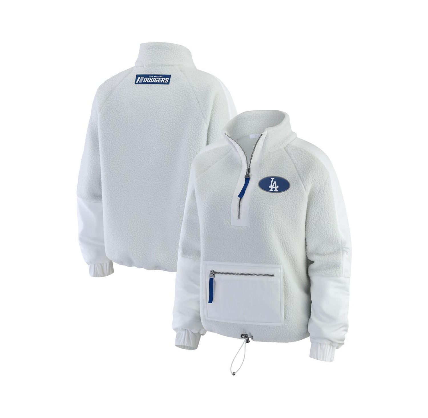 Women's Gray Los Angeles Dodgers Polar Fleece Quarter-Zip Jacket