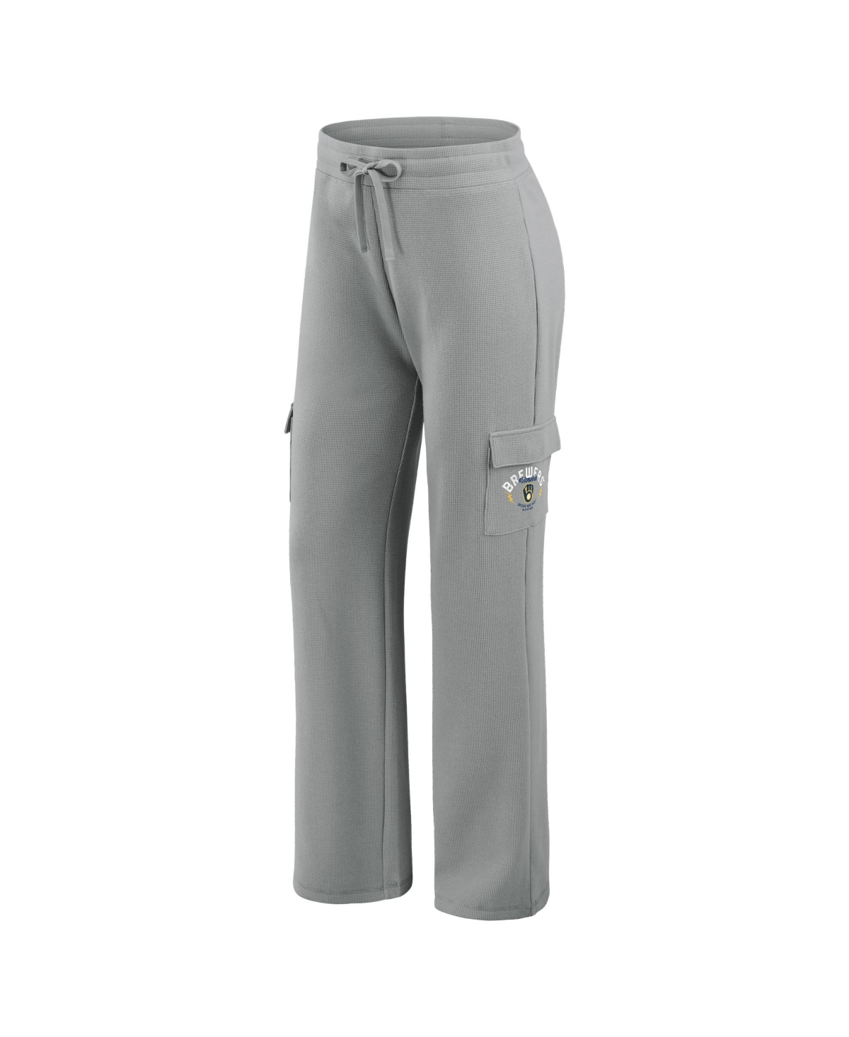 Wear By Erin Andrews Women's 2-piece Gray Milwaukee Brewers Waffle-knit Long-sleeve Hoodie And Lounge Pant Set In Gray