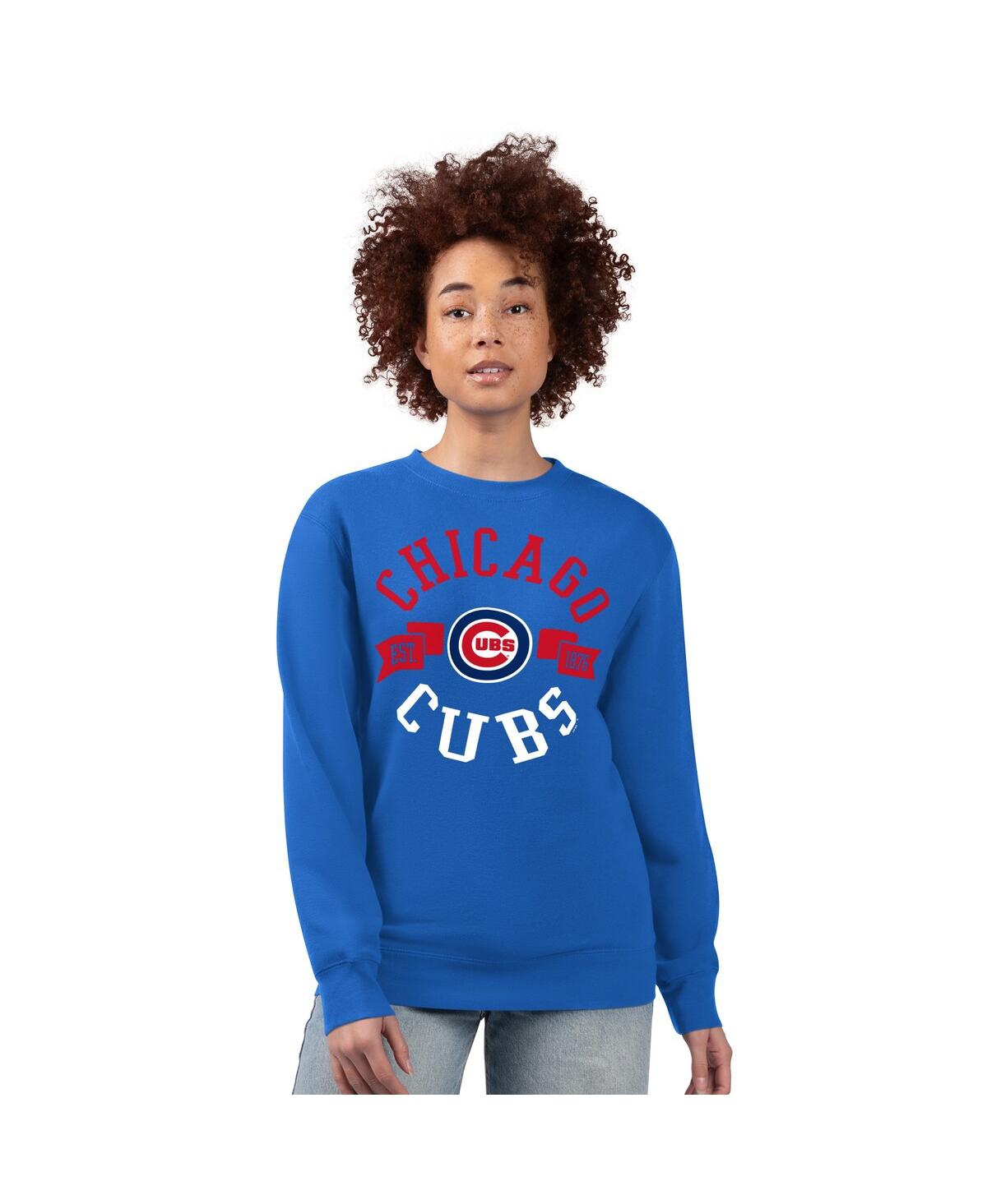 G-iii 4her By Carl Banks Women's Royal Chicago Cubs Team Logo Fleece Pullover Sweatshirt In Blue