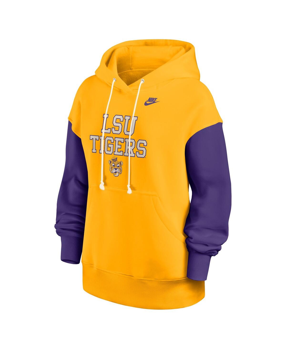 Nike Women's Gold/purple Lsu Tigers Oversized Legacy Phoenix Pullover Hoodie In Yellow