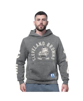 Men's Charcoal Cleveland Browns Handoff Vintage Logo Fleece Hoodie Sweatshirt