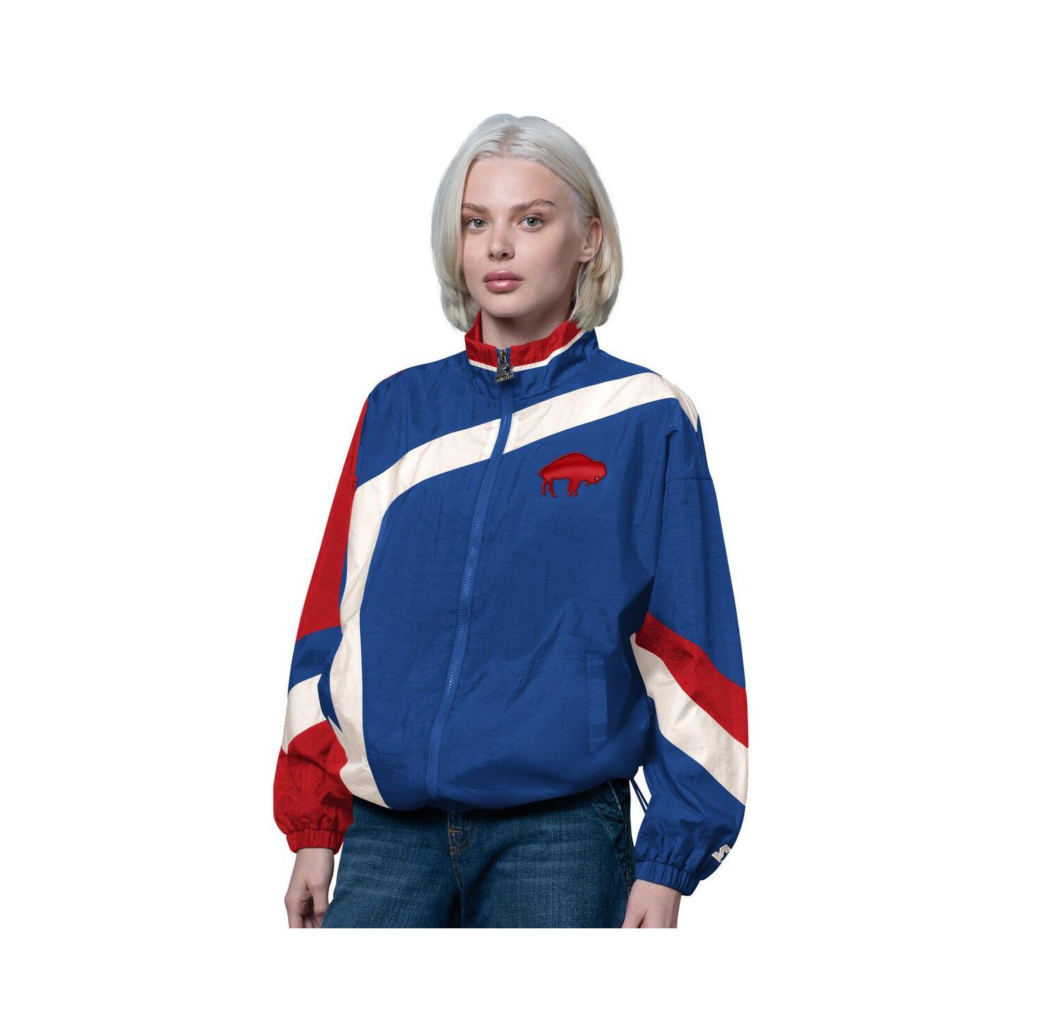 Women's Royal/Red Buffalo Bills Vintage 1st Quarter Full-Zip Windbreaker