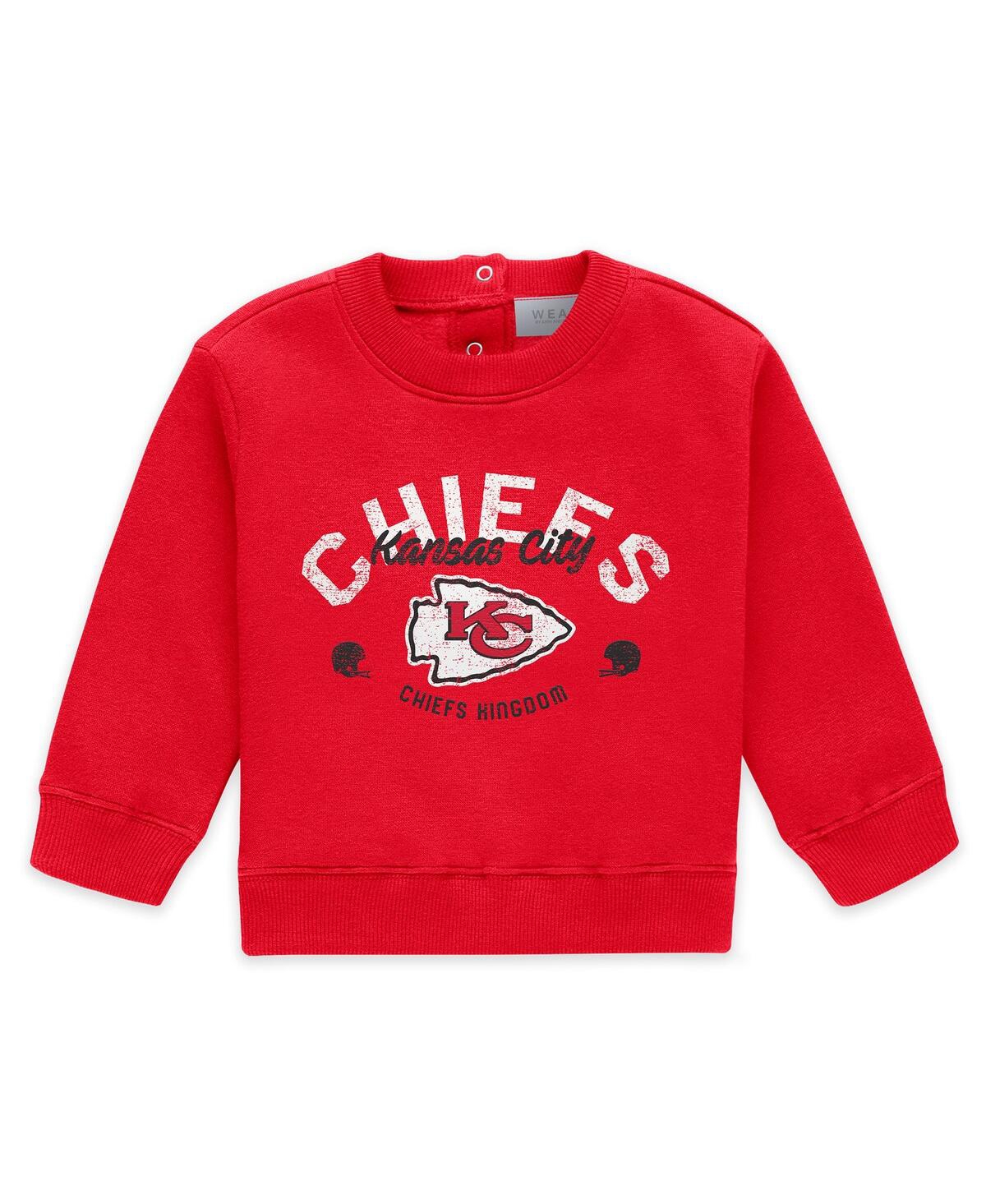 Wear By Erin Andrews Baby Boys And Girls Newborn 2-piece Red Kansas City Chiefs Fleece Crewneck And Pants Set In Red