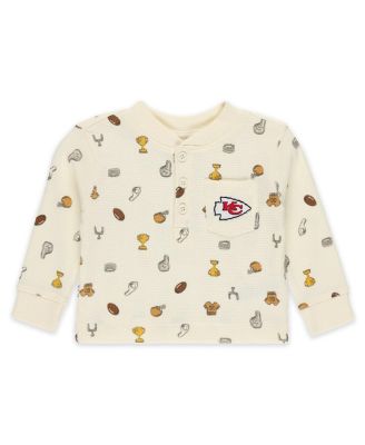 Baby Boys and Girls 2-Piece Cream Kansas City Chiefs Waffle-Knit Sleep Set