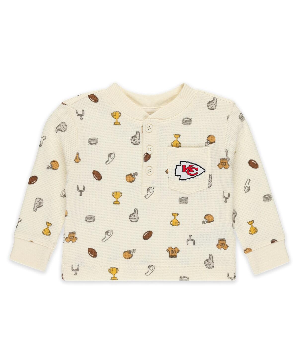 Wear By Erin Andrews Baby Boys And Girls 2-piece Cream Kansas City Chiefs Waffle-knit Sleep Set In White