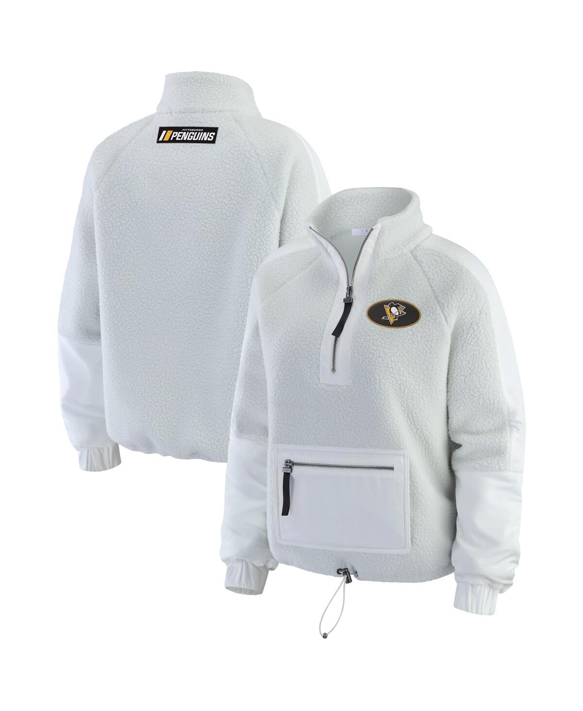 Wear by Erin Andrews Women's Gray/White Pittsburgh Penguins Polar Fleece Quarter-Zip Jacket