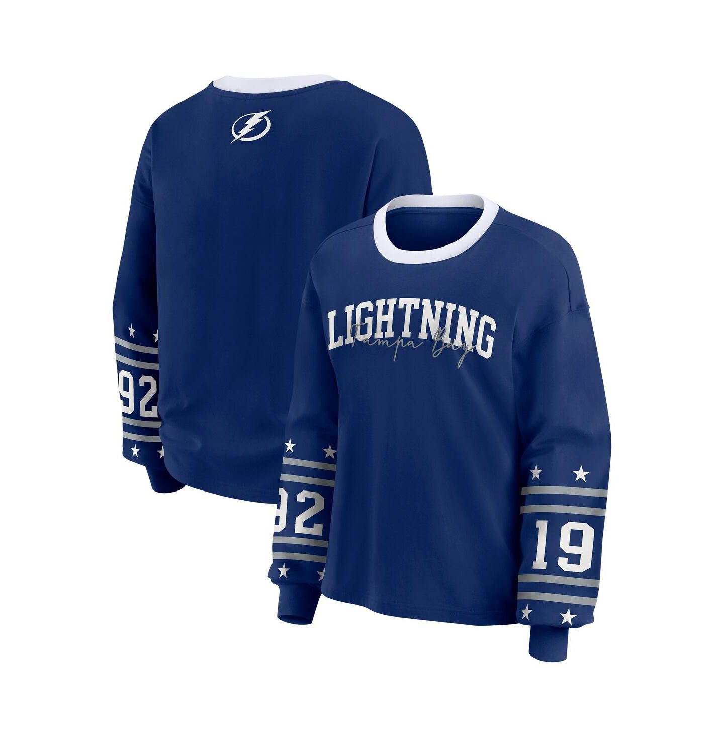 Женская футболка WEAR by Erin Andrews Blue Tampa Bay Lightning Long-Sleeve Sport — фото 1