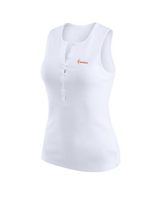 Women's White WNBA Gear Rib-Knit Henley Tank Top
