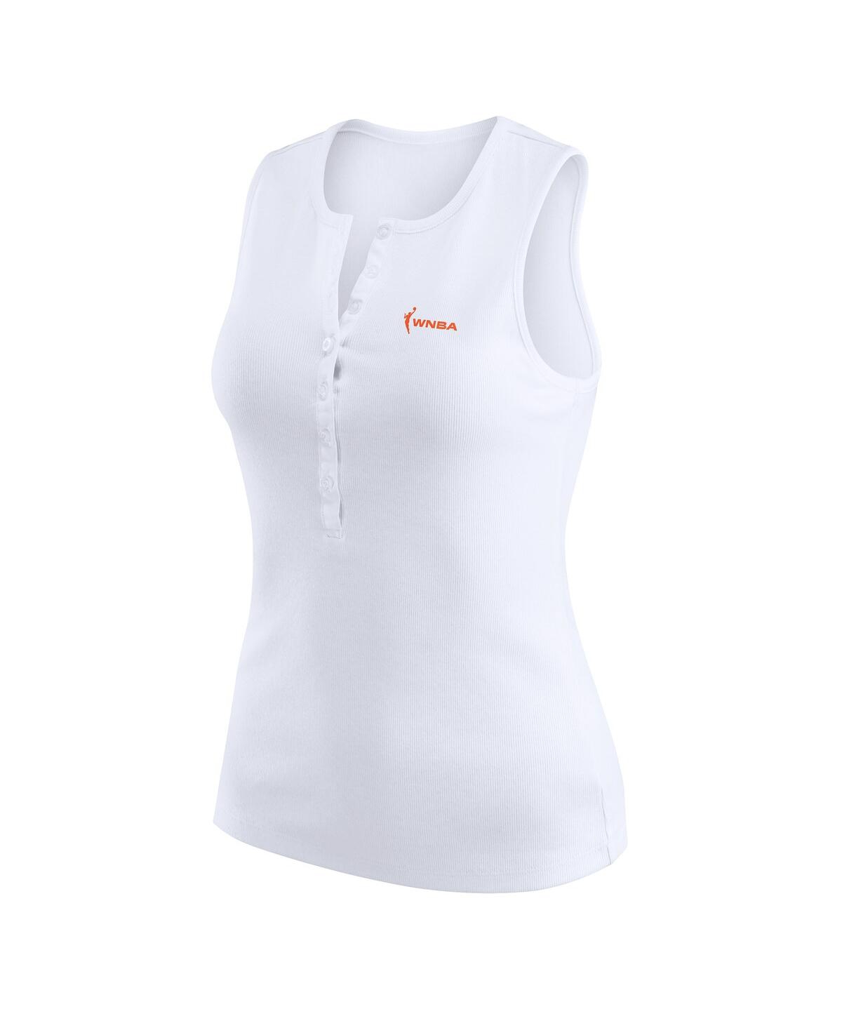 Wear By Erin Andrews Women's White Wnba Gear Rib-knit Henley Tank Top In White