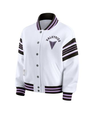 Women's White/Black Golden State Valkyries Plus Size Full-Snap Fleece Sweatshirt Jacket