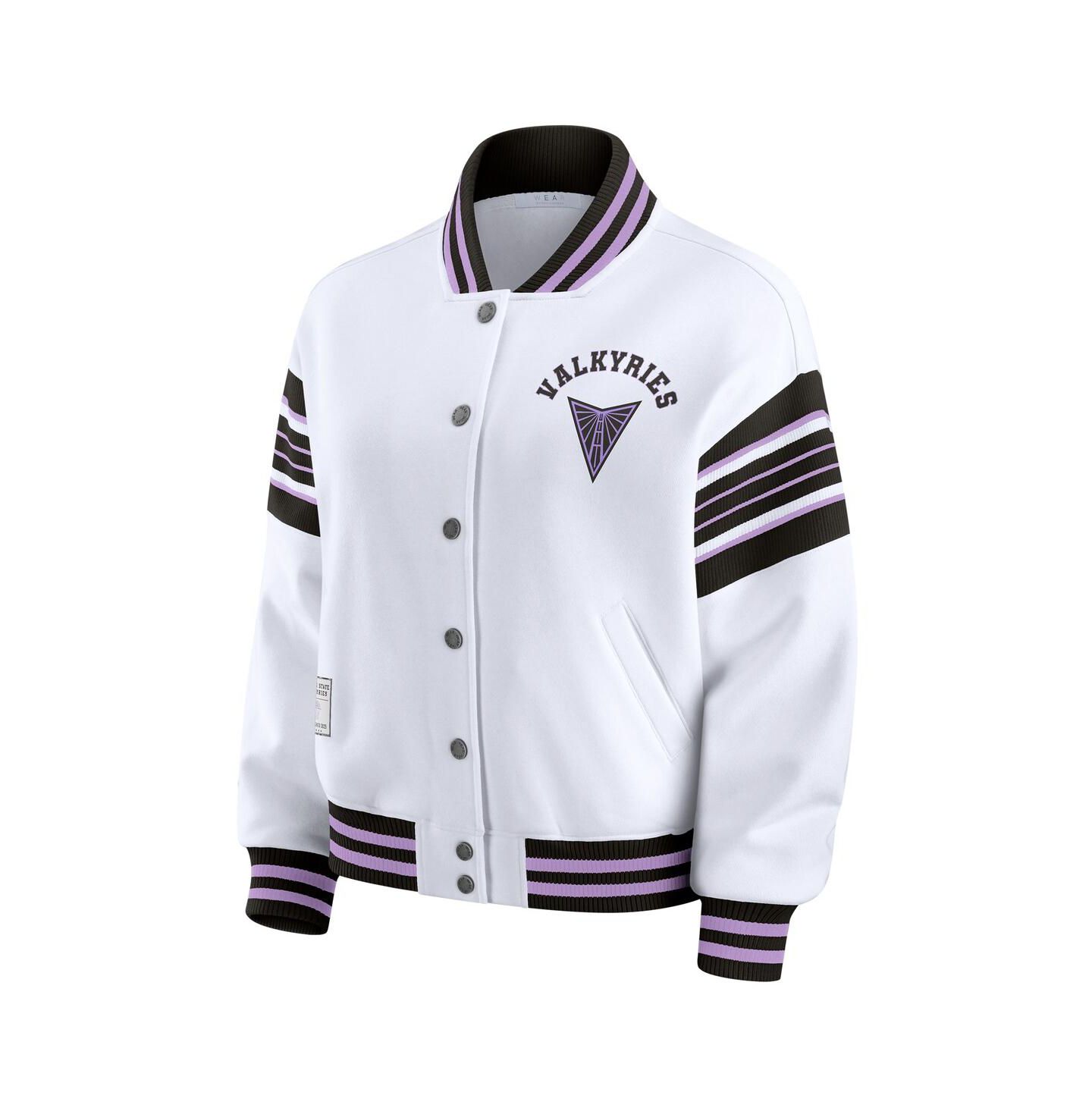 Женская куртка WEAR by Erin Andrews White/Black Golden State Valkyries Plus Size Full-Snap Fleece Sweatshirt — фото 2