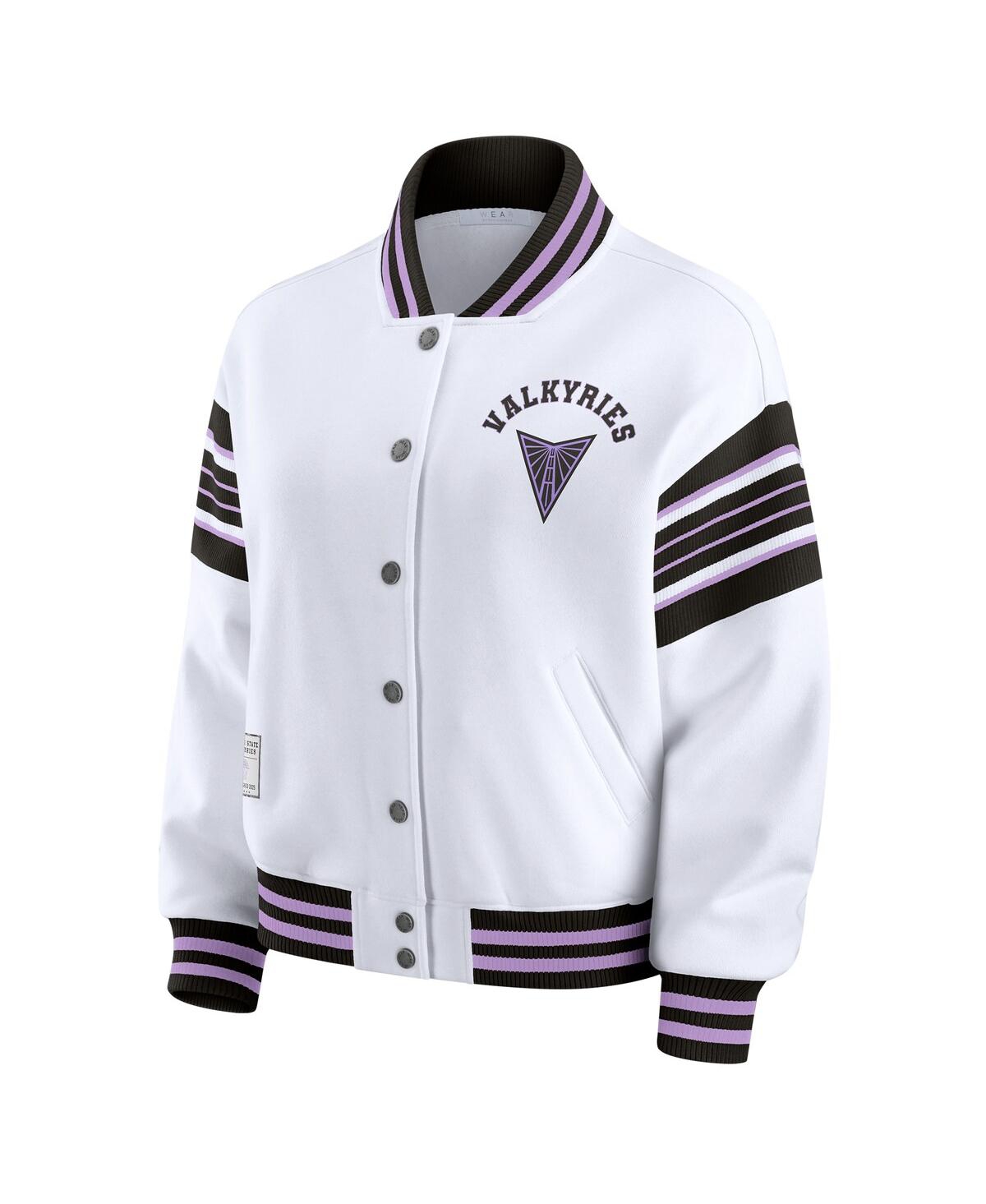 Wear By Erin Andrews Women's White/black Golden State Valkyries Full-snap Fleece Sweatshirt Jacket In White