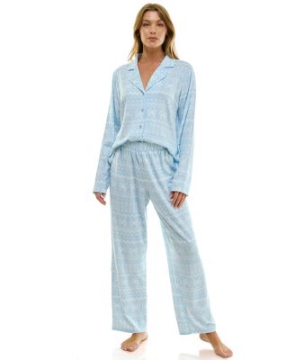 Women's Long Sleeve Top and Bottom 2-Piece Notch Collar Set