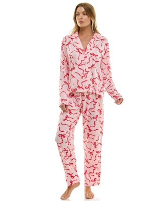 Women's Long Sleeve Top and Bottom 2-Piece Notch Collar Set