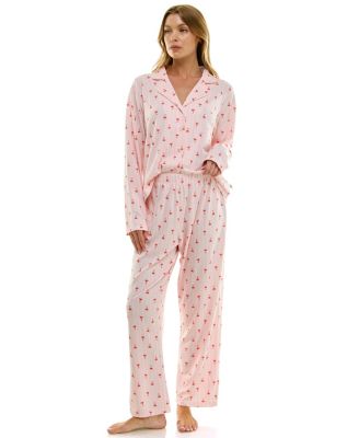 Women's Long Sleeve Top and Bottom 2-Piece Notch Collar Set