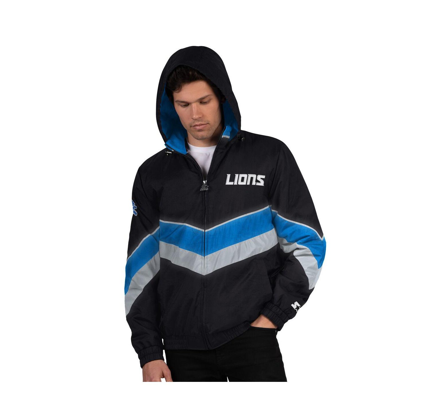 Men's Black/Blue Detroit Lions Thursday Night Gridiron Full-Zip Jacket