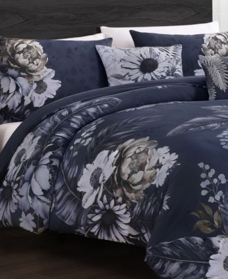 Forget Me Not 100% Cotton Sateen 5 Piece Reversible Comforter Set, Queen