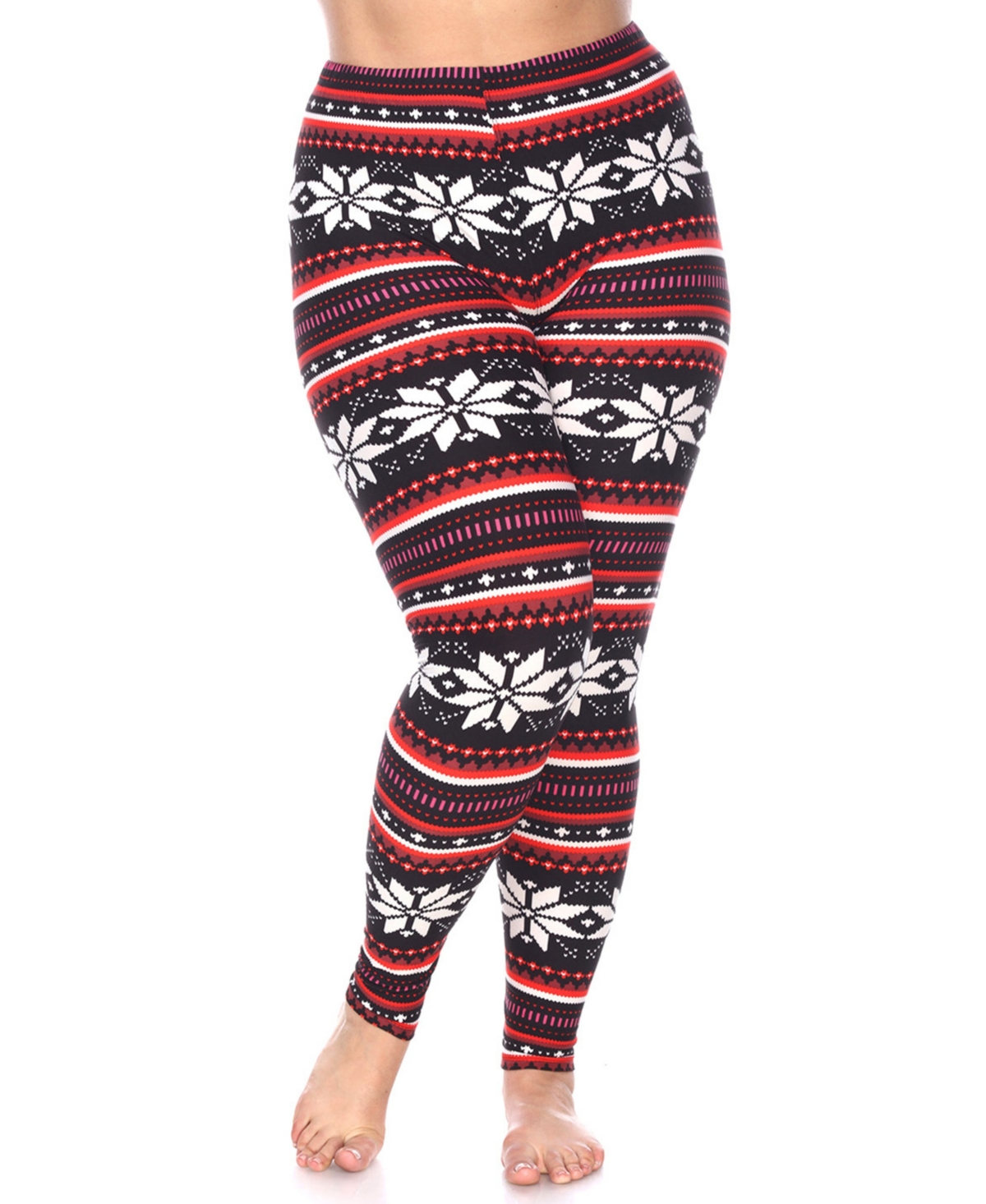 White Mark Plus Size Holiday Legging Pants, 3-pack In Multi