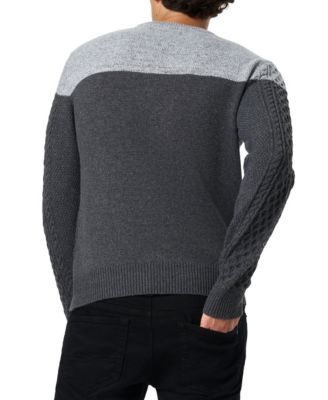 Men's Winter Color Block Cable Knit Sweater