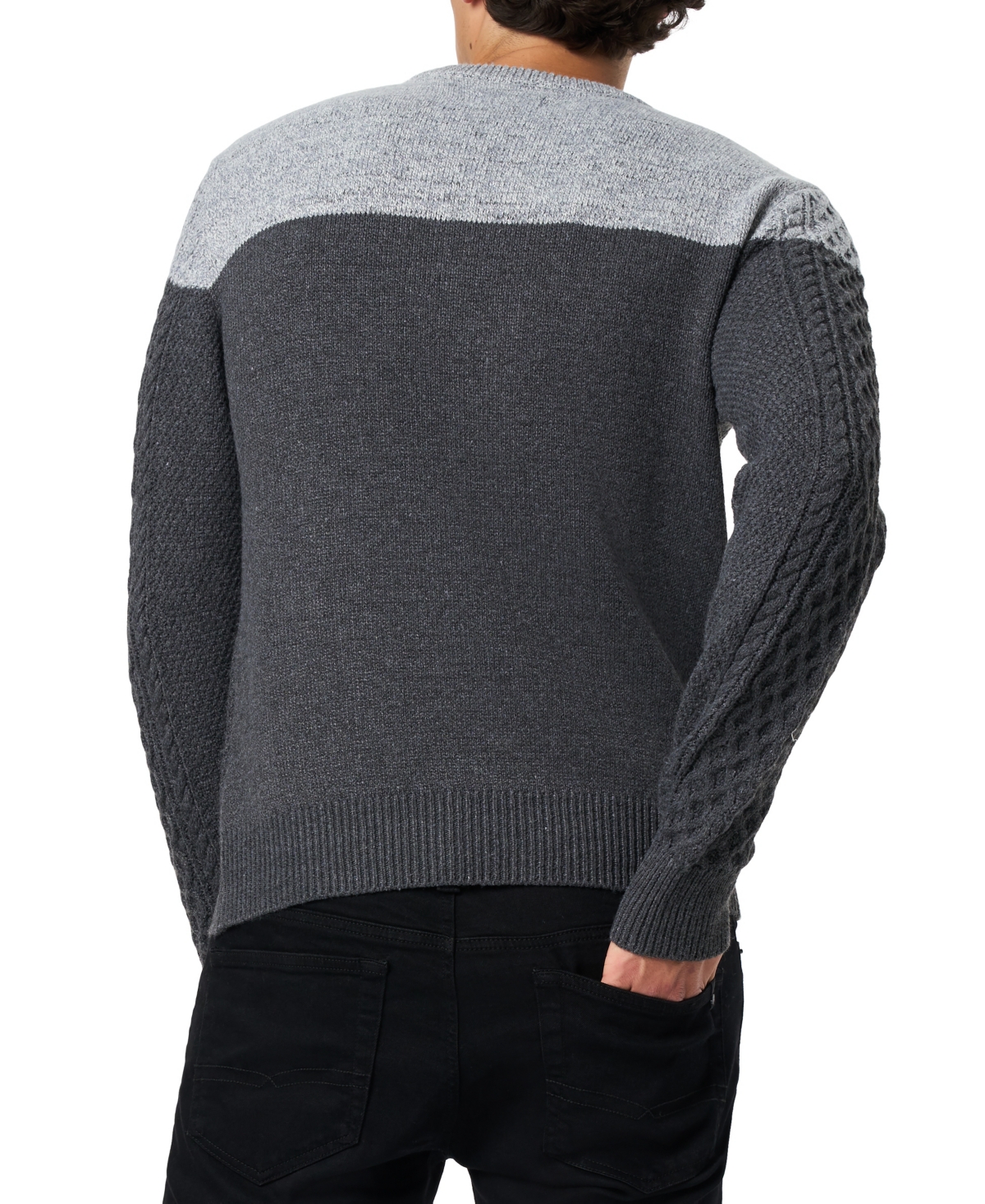 Buffalo David Bitton Men's Wintor Colorblock Cable Knit Sweater In Gray